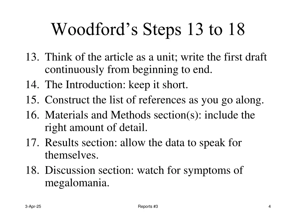 woodford s steps 13 to 18