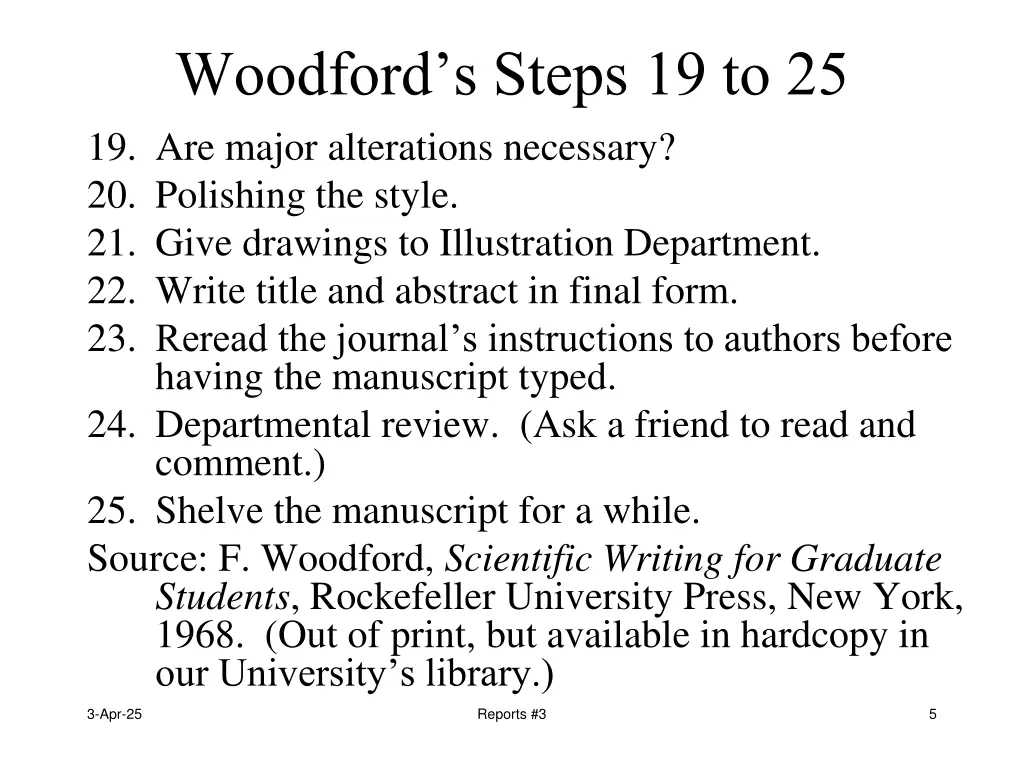 woodford s steps 19 to 25 19 are major