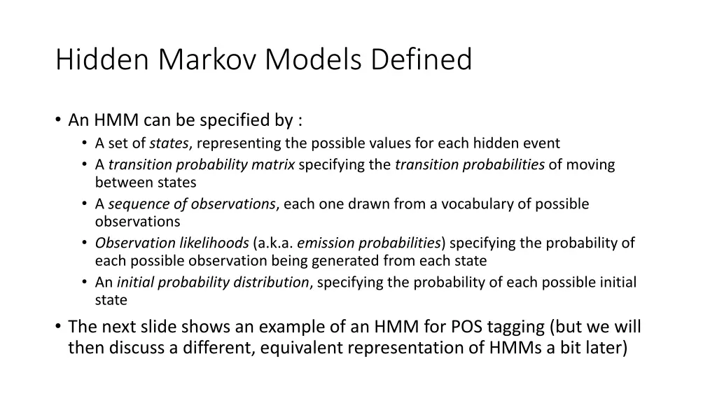 hidden markov models defined