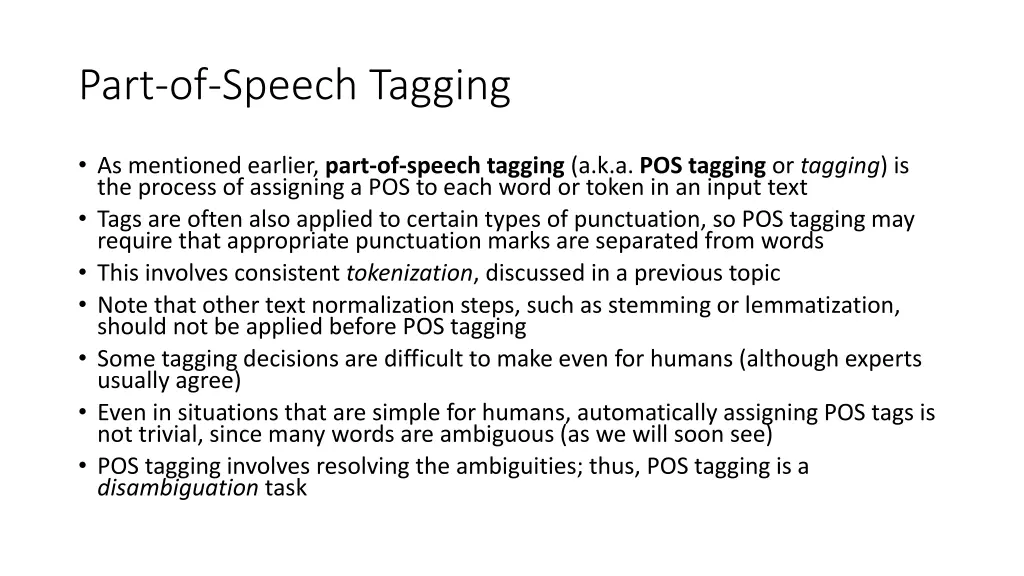 part of speech tagging
