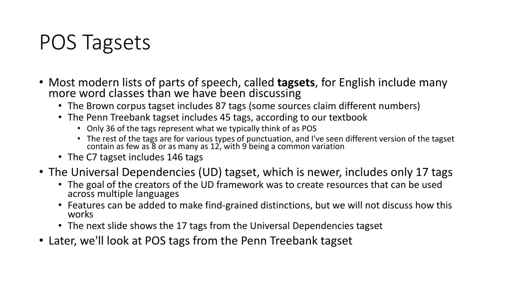pos tagsets