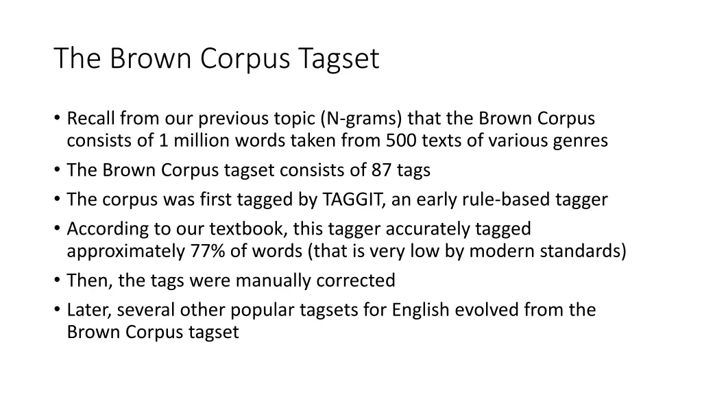 the brown corpus tagset