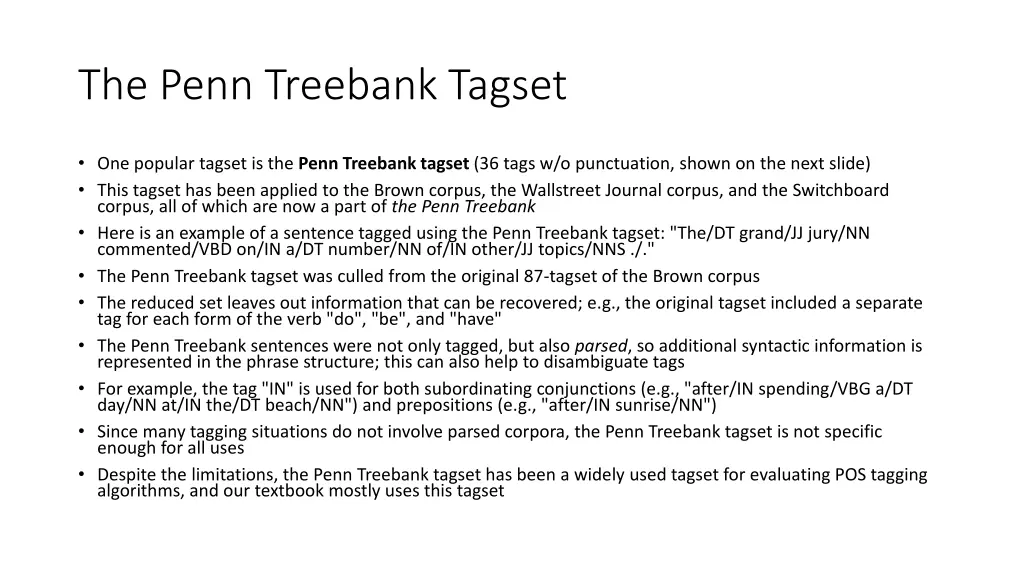 the penn treebank tagset