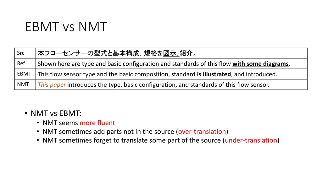 ebmt vs nmt