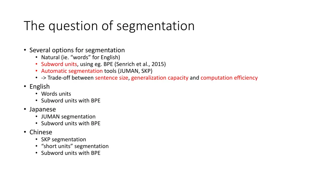the question of segmentation
