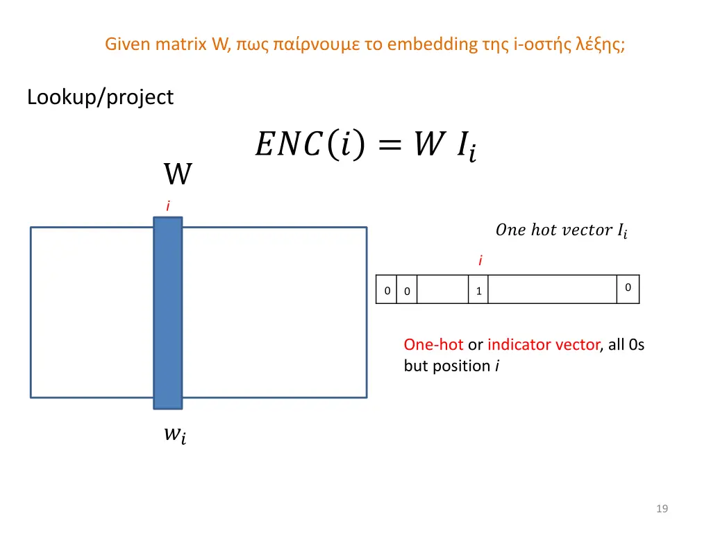 given matrix w embedding i