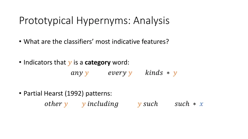 prototypical hypernyms analysis