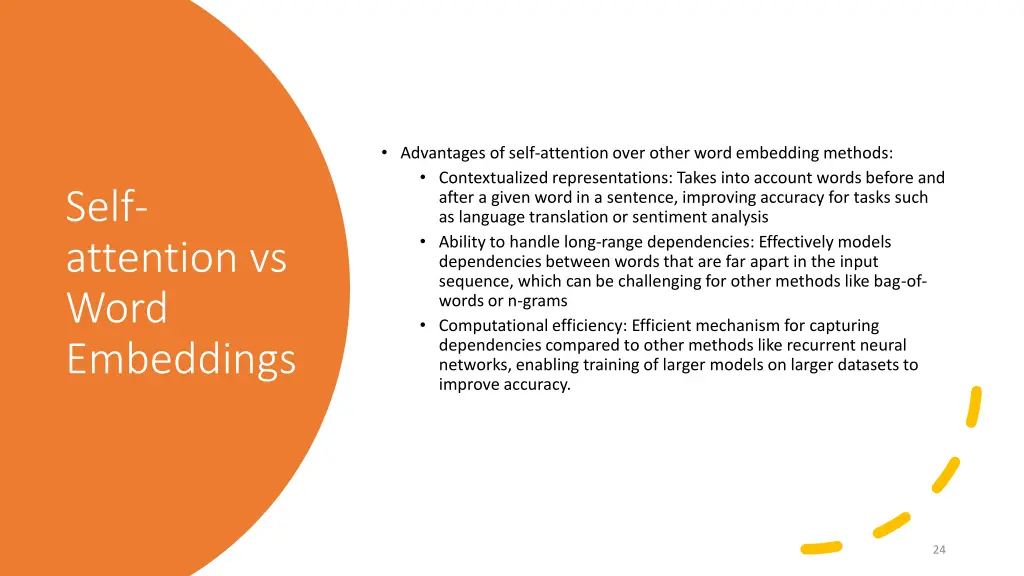advantages of self attention over other word