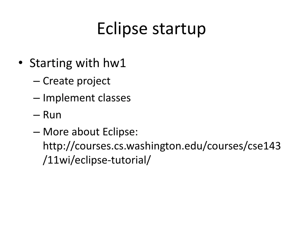 eclipse startup