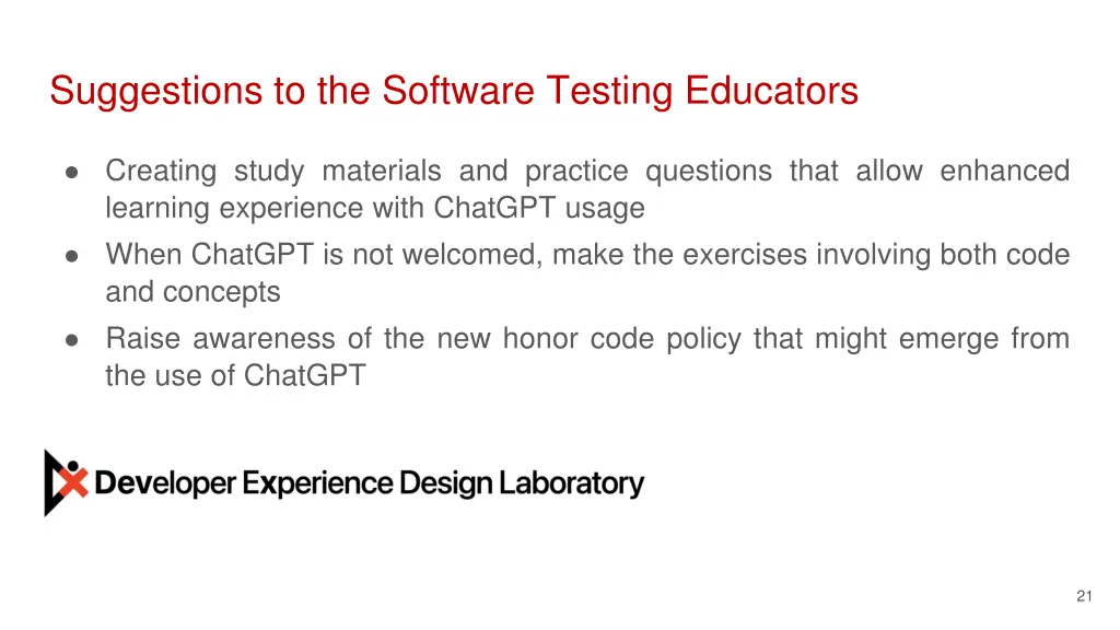 suggestions to the software testing educators