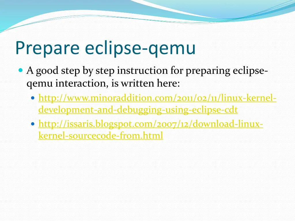 prepare eclipse qemu