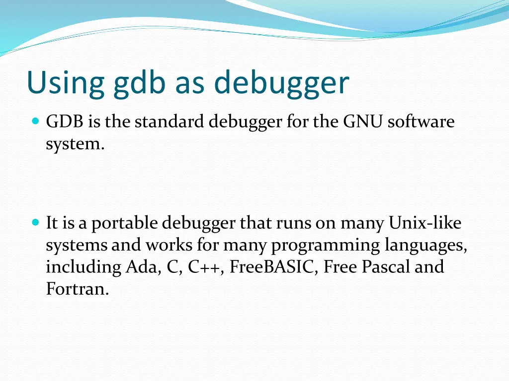 using gdb as debugger