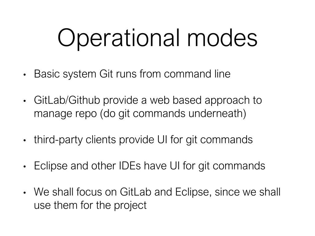operational modes