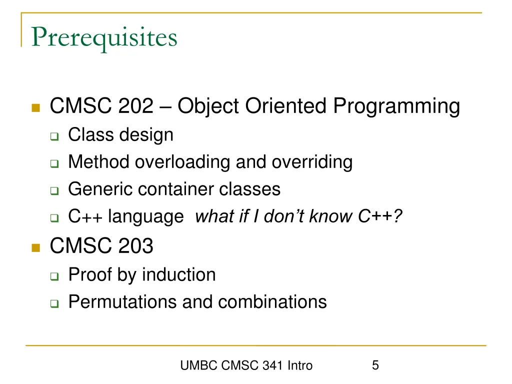 prerequisites