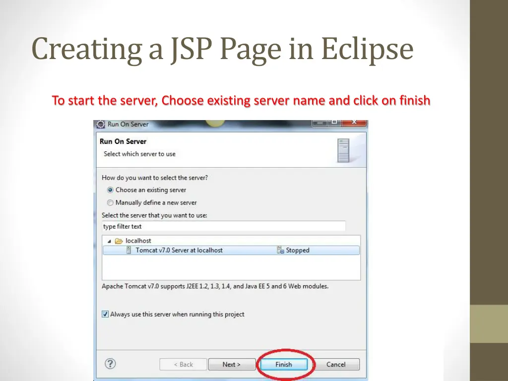 creating a jsp page in eclipse 7