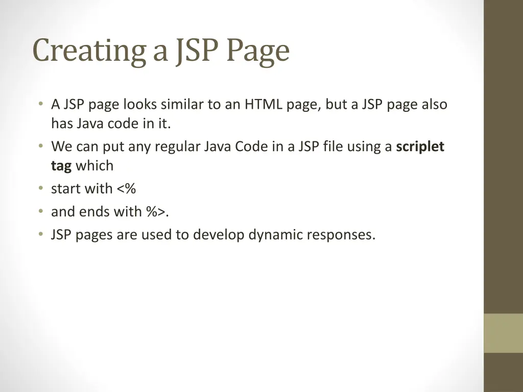 creating a jsp page