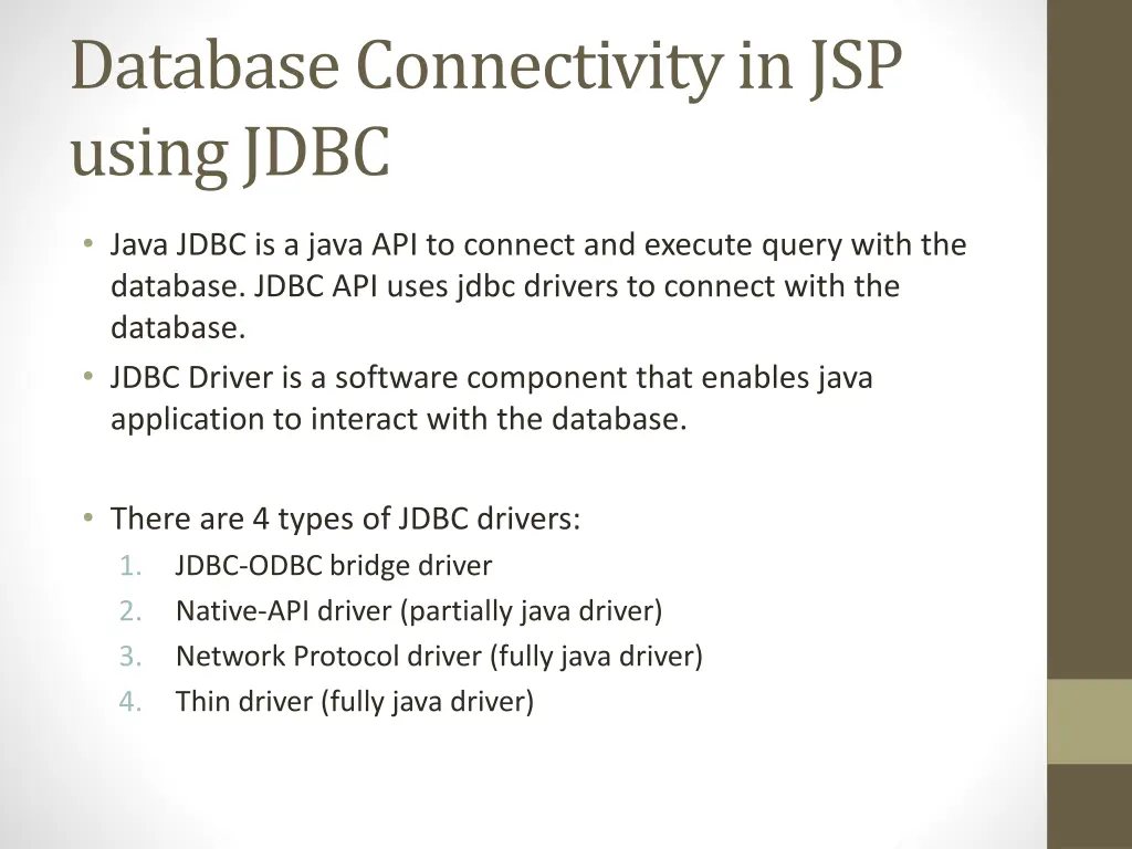 database connectivity in jsp using jdbc