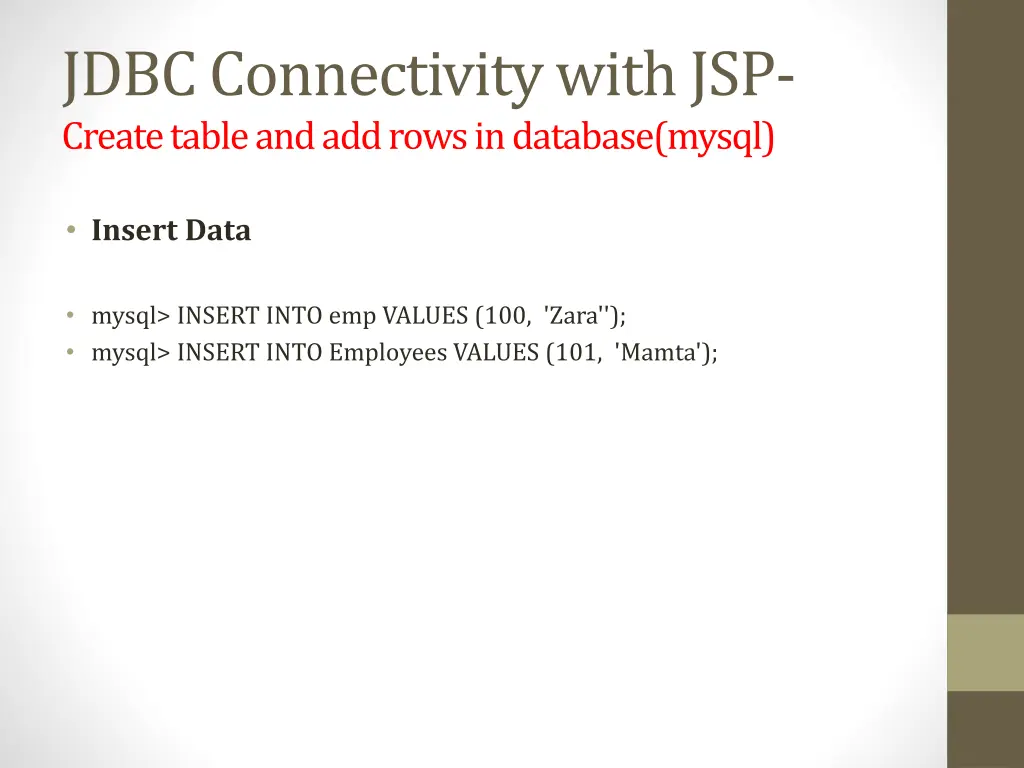 jdbc connectivity with jsp create table 1