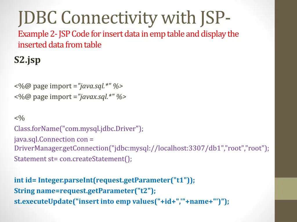 jdbc connectivity with jsp example 2 jsp code 2