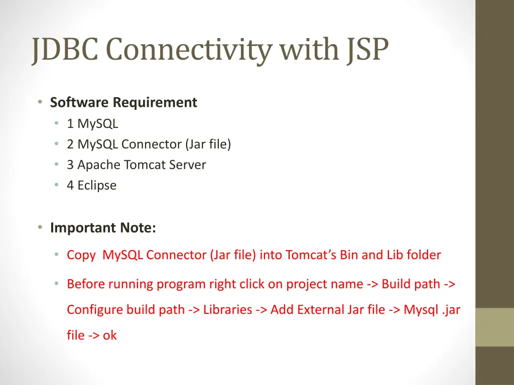 jdbc connectivity with jsp