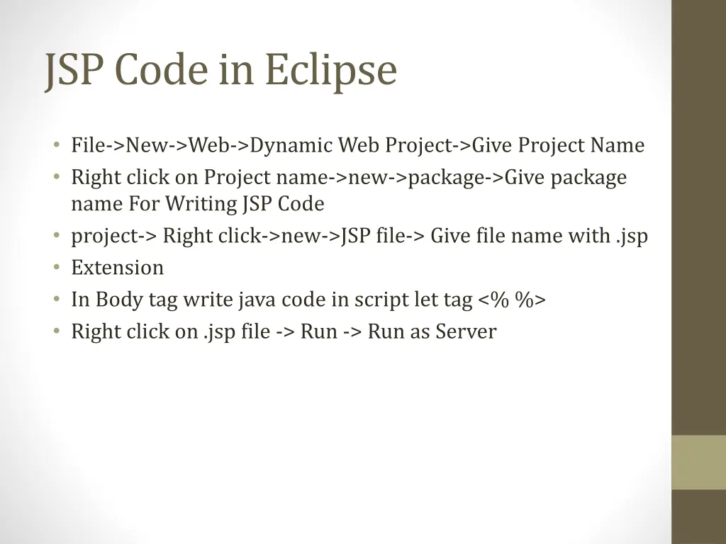 jsp code in eclipse