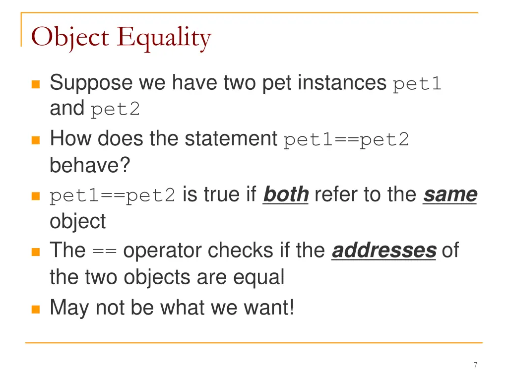 object equality 1