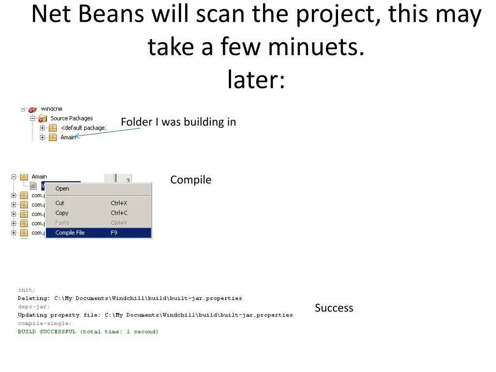 net beans will scan the project this may take