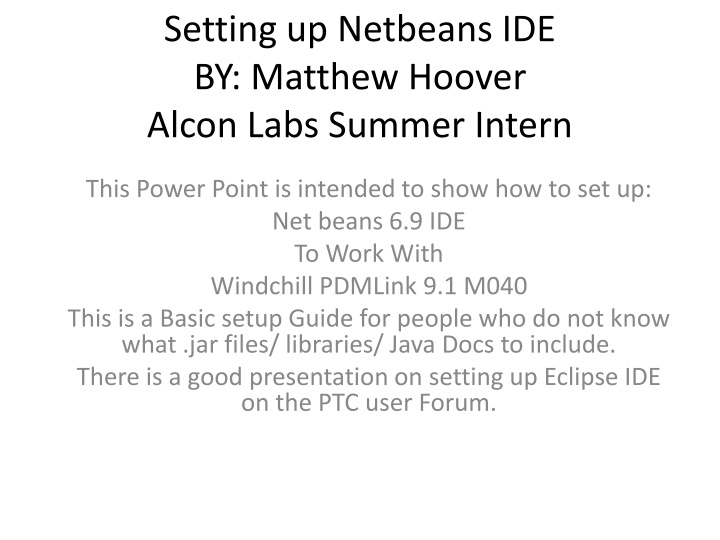setting up netbeans ide by matthew hoover alcon