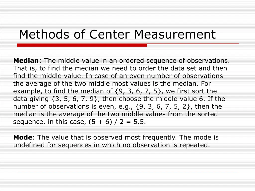 methods of center measurement 1