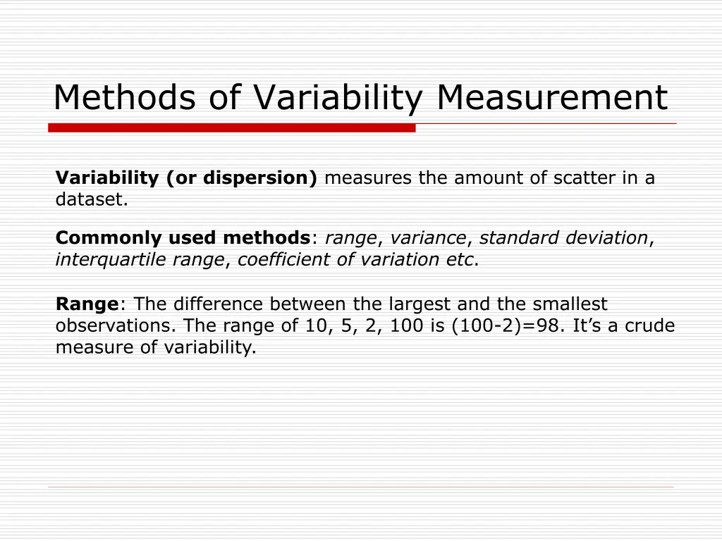 methods of variability measurement