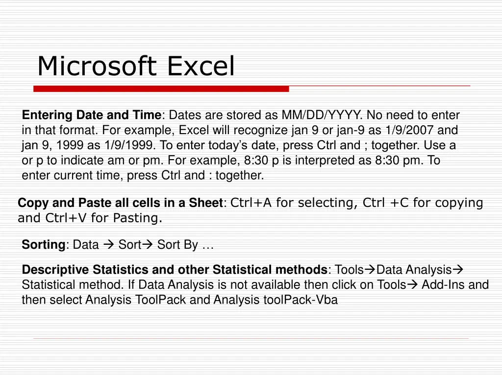 microsoft excel 2