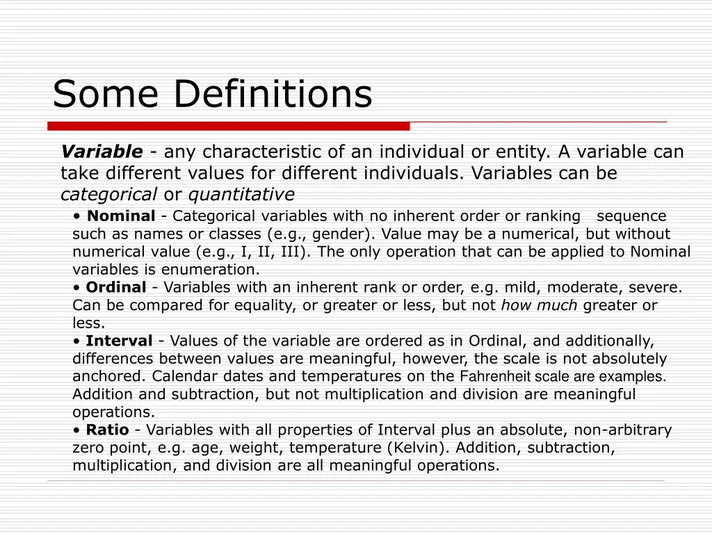 some definitions