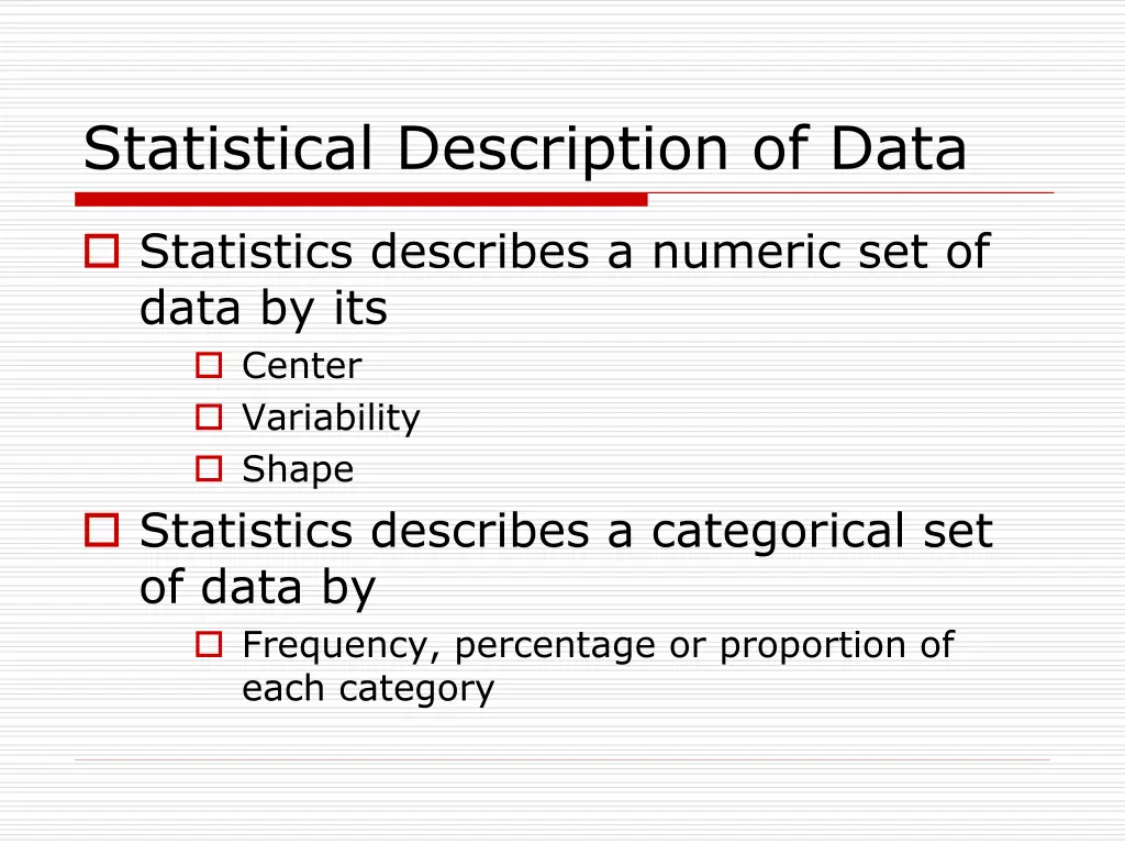 statistical description of data