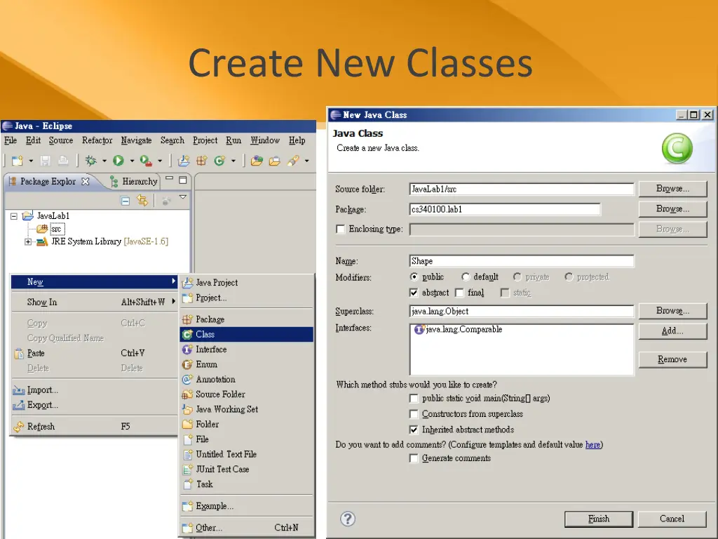 create new classes