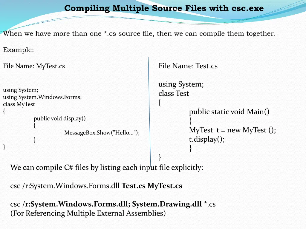 compiling multiple source files with csc exe