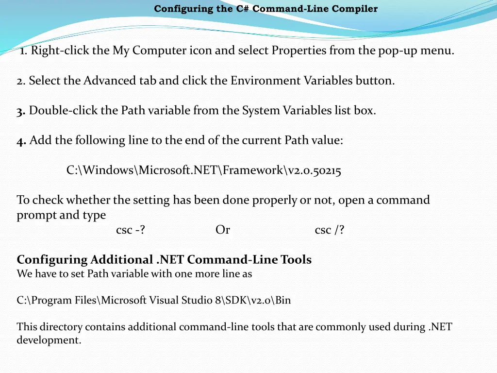 configuring the c command line compiler