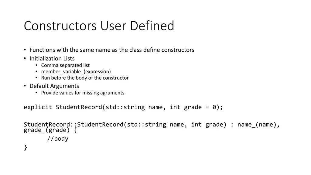 constructors user defined
