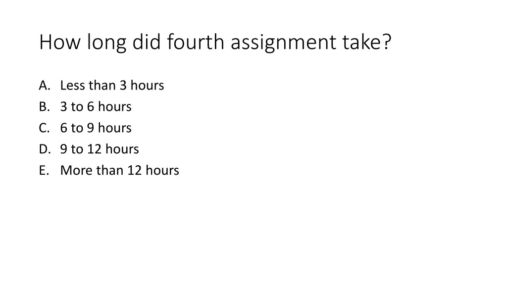 how long did fourth assignment take