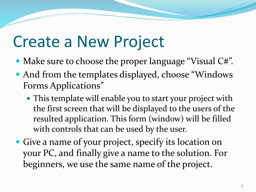 create a new project 2