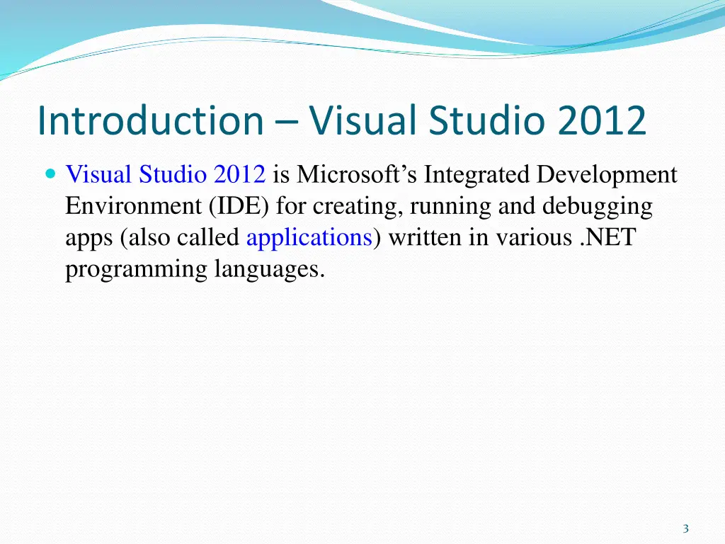 introduction visual studio 2012