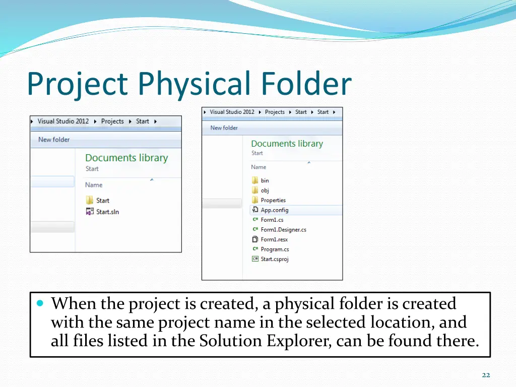 project physical folder