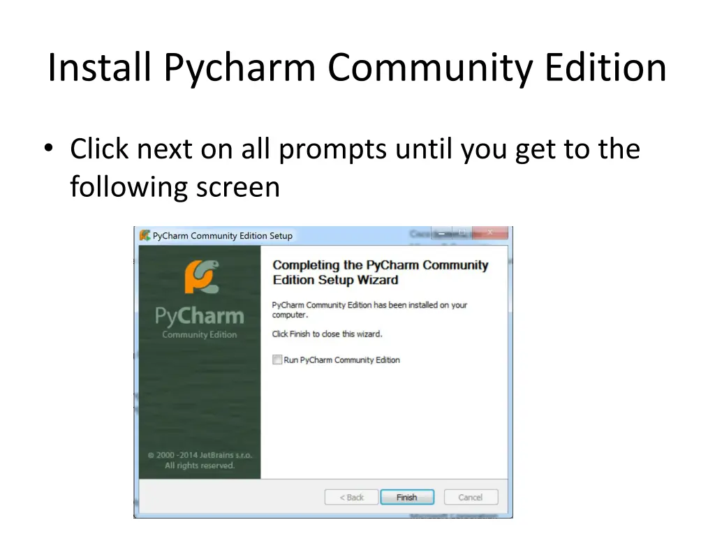 install pycharm community edition