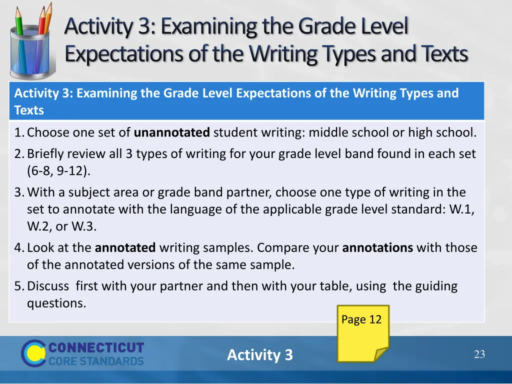 activity 3 examining the grade level expectations