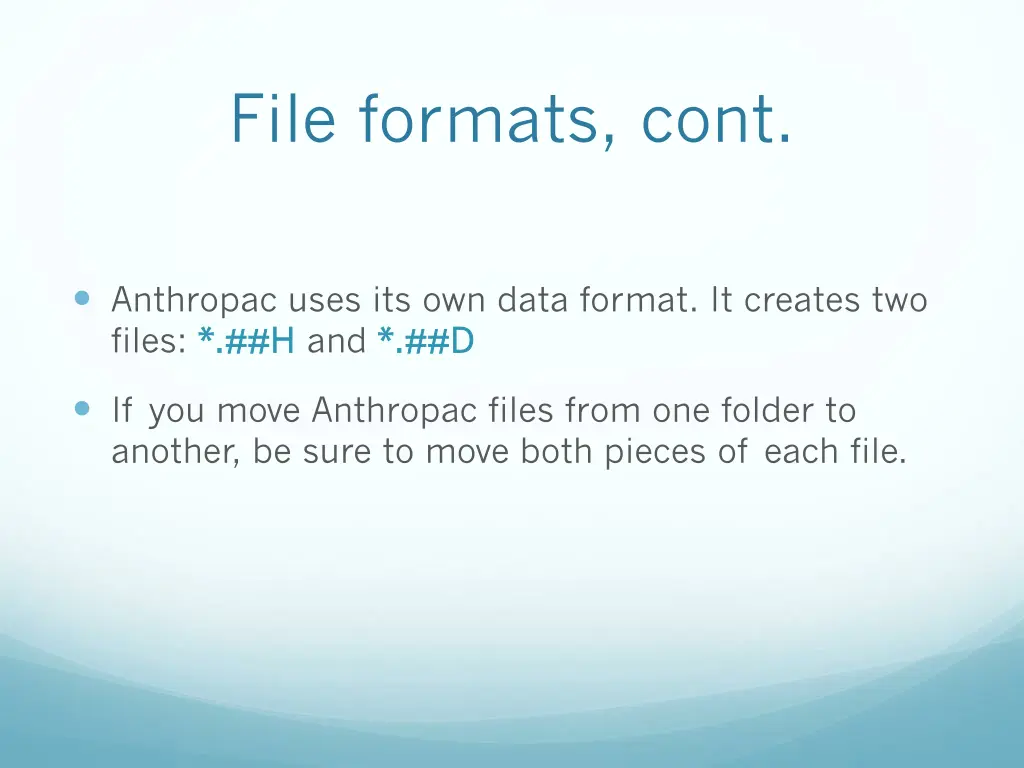 file formats cont