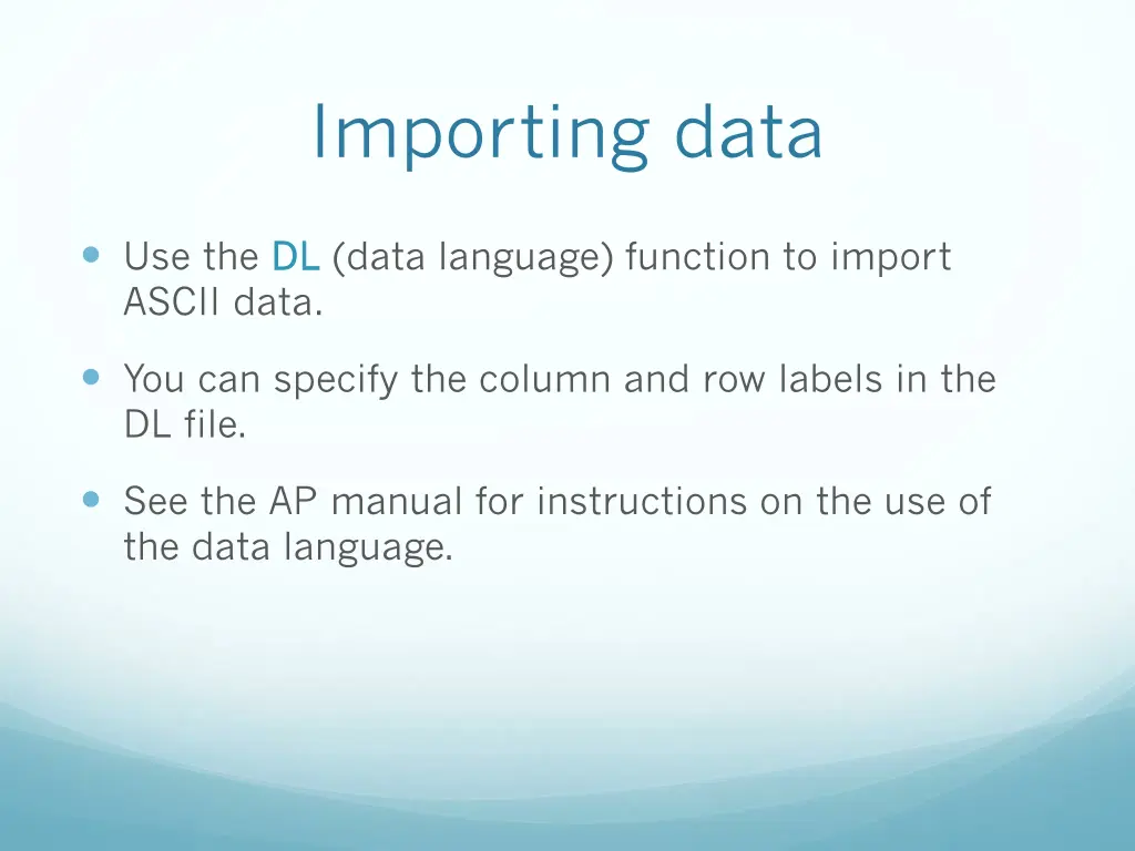 importing data
