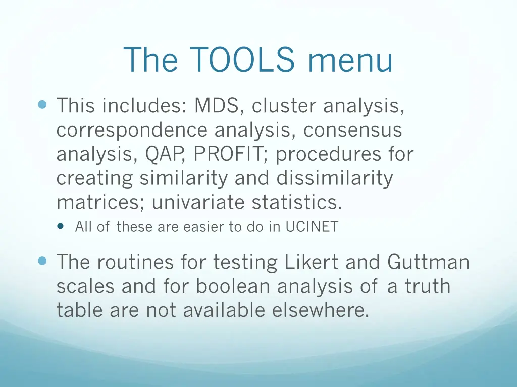the tools menu
