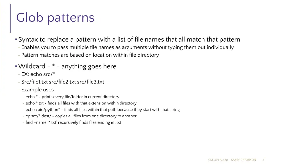 glob patterns