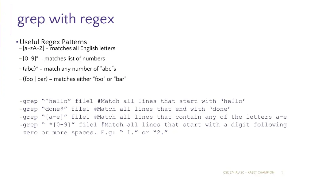 grep with regex