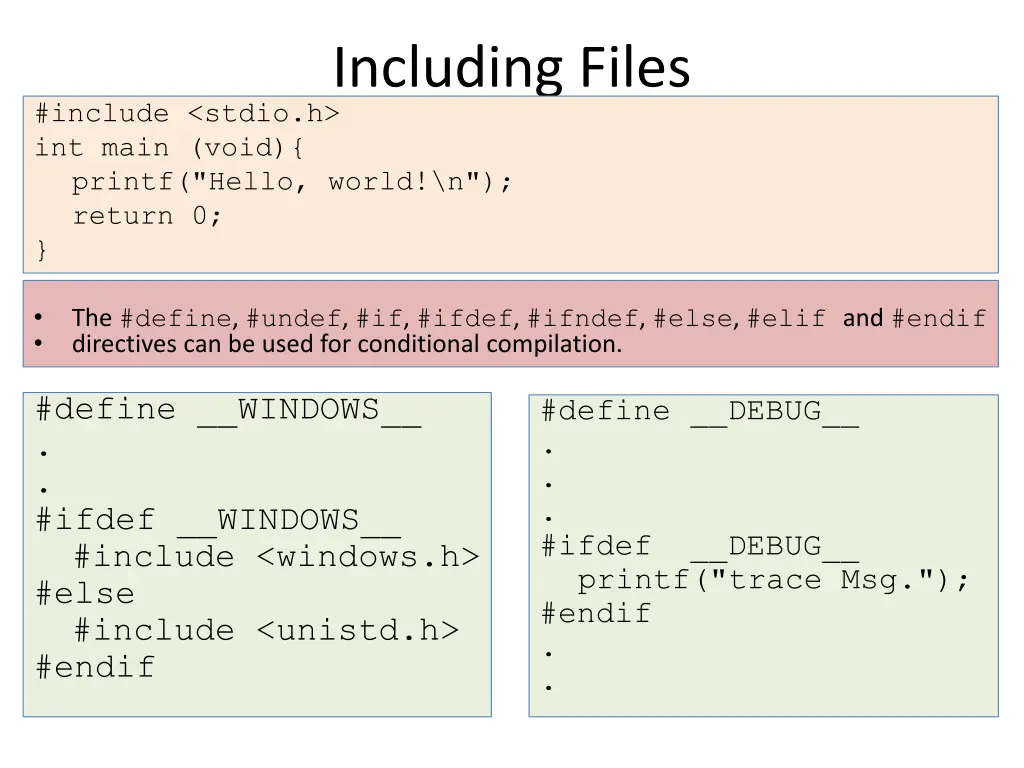 including files