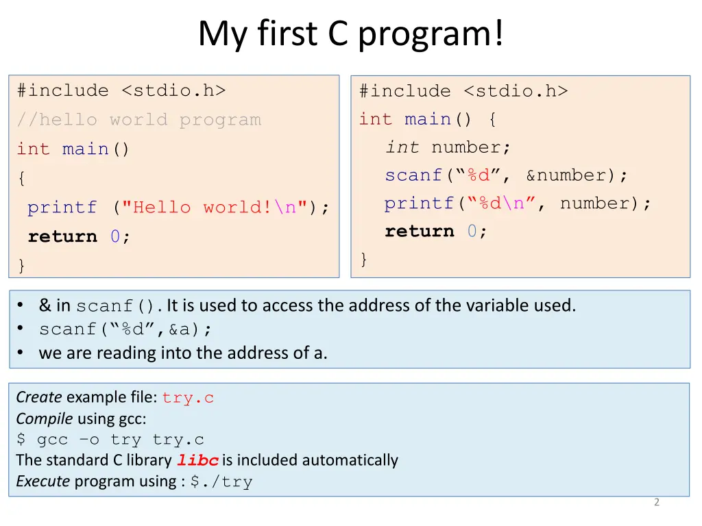 my first c program